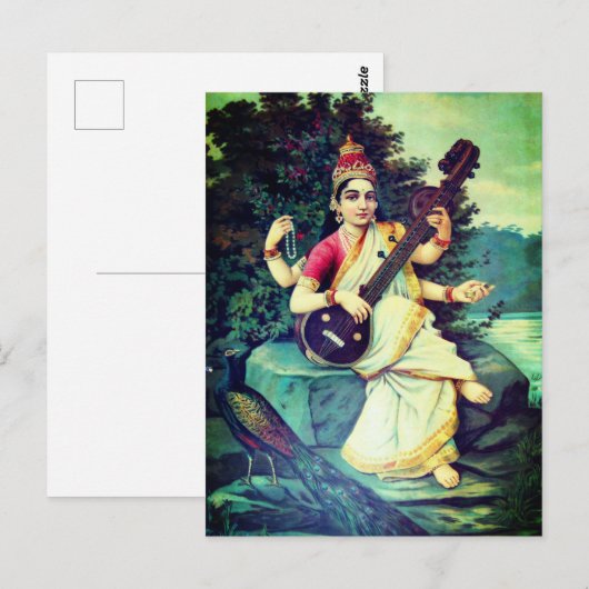 Saraswati Postkarte (Vorne/Hinten)