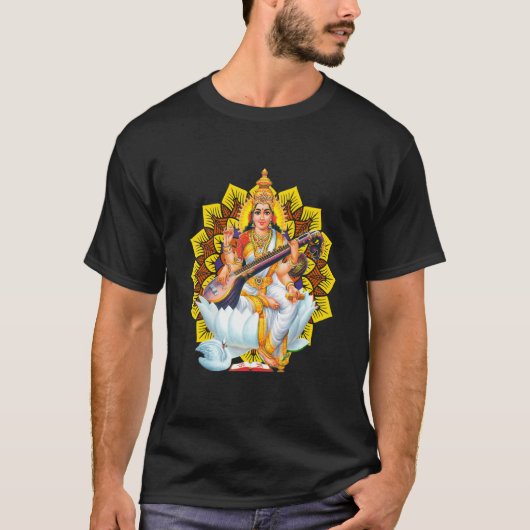 Saraswati Sacred Geometry Third Eye Isha Hindu Lin T-Shirt (Vorderseite)
