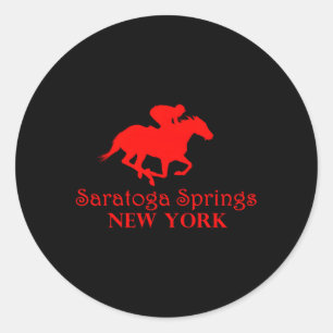 Saratoga Springs New York Horse Racing Jockey Runder Aufkleber