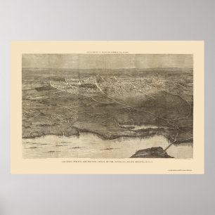 Saratoga Springs, NY Panorama Karte - 1874 Poster