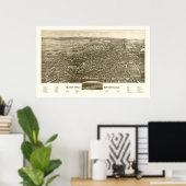 Saratoga Springs, NY Panorama Karte - 1888 Poster (Heimbüro)