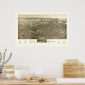 Saratoga Springs, NY Panorama Karte - 1888 Poster (Küche)