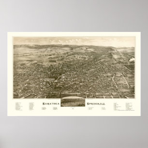 Saratoga Springs, NY panoramische Karte - 1888 Poster