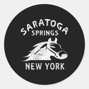 Saratoga Springs Ny Pferd Vintage Grafik Rennen S Runder Aufkleber