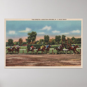 Saratoga Springs, NY - Race Track Scene Poster