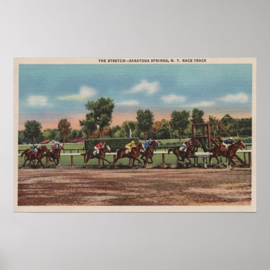 Saratoga Springs, NY - Race Track Scene Poster (Vorne)