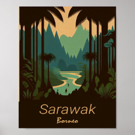 Sarawak Borneo Minimalistisch Vintage Travel Poste Poster