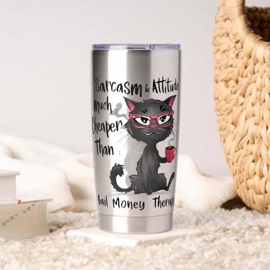 Sarcasm & Attitude Funny Cat Lover Gift Thermobecher (Wohnzimmer (gedreht))