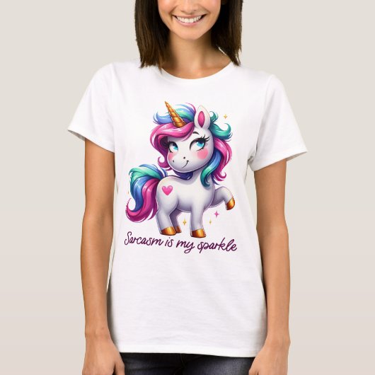 SARCASM IS MY SPARKLE CUTE UNICORN T-Shirt (Vorderseite)