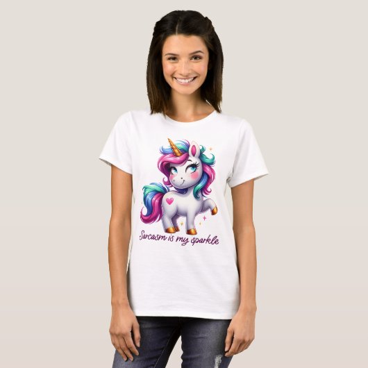 SARCASM IS MY SPARKLE CUTE UNICORN T-Shirt (Vorne ganz)