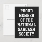 Sarcasm Society Funny Zitat Postkarte (Vorne/Hinten)