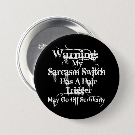 Sarcasm Warning Spaß Button (Vorne & Hinten)