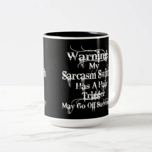 Sarcasm Warning Spaß Zweifarbige Tasse (VorderseiteRechts)