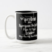 Sarcasm Warning Spaß Zweifarbige Tasse (Links)