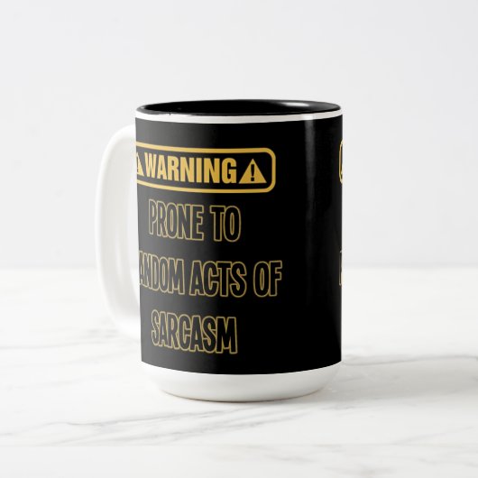 Sarcasm Warning Spaß Zweifarbige Tasse (Vorderseite Links)