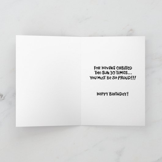 Sarcastic 30. Geburtstag Karte (Innenseite)