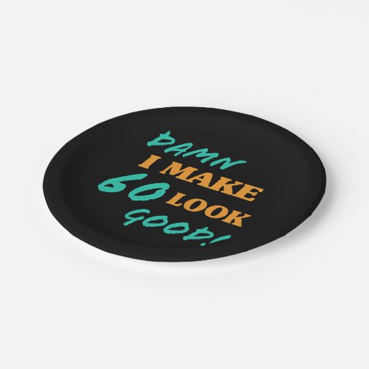 Sarcastic 60. Geburtstagsstatthöhe Pappteller (Schrägansicht)