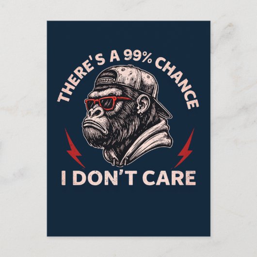 Sarcastic Affen Graphic in Backward Hat & Shades Postkarte (Vorderseite)