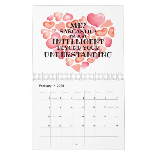 Sarcastic Affirmations Wall Calendar Feel pink Kalender (Feb 2026)