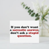 Sarcastic Answers Postkarte (Stehend Vorderseite)