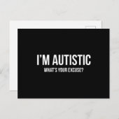 Sarcastic Autism T - Shirt - Ich bin Autistin, Was Postkarte (Vorne/Hinten)