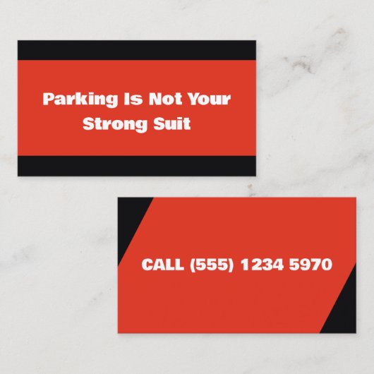 Sarcastic Bad Parking Telefonnummerkarte (Vorne/Hinten)