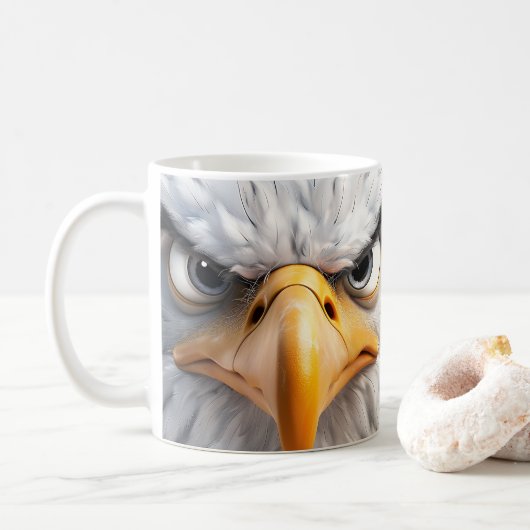 Sarcastic Bald Eagle Face Tasse (Mit Donut)