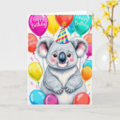 Sarcastic Birthday Koala with Colorful Balloons Karte (Gelbe Blume)