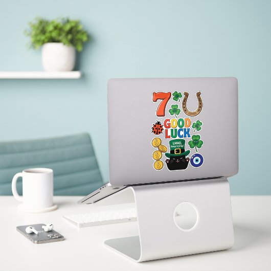 Sarcastic black cat  and Lucky charms Aufkleber (Laptop auf Schreibtisch)