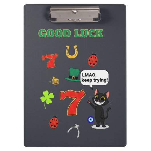 Sarcastic black cat  and Lucky charms Klemmbrett (Vorderseite)