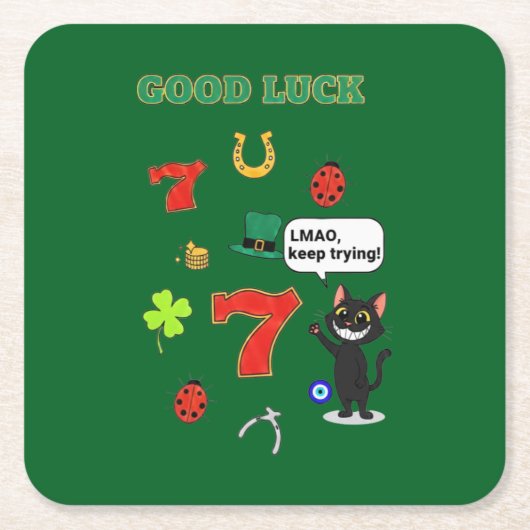 Sarcastic black cat and Lucky charms Rechteckiger Pappuntersetzer (Vorderseite)