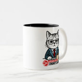 Sarcastic Büro Humor Cat Zweifarbige Tasse (VorderseiteRechts)