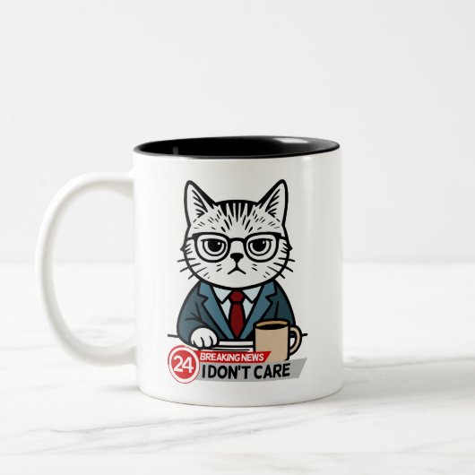 Sarcastic Büro Humor Cat Zweifarbige Tasse (Links)