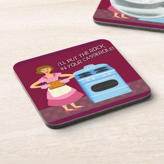 Sarcastic Casserole Hausfrau Getränkeuntersetzer (Linke Seite)