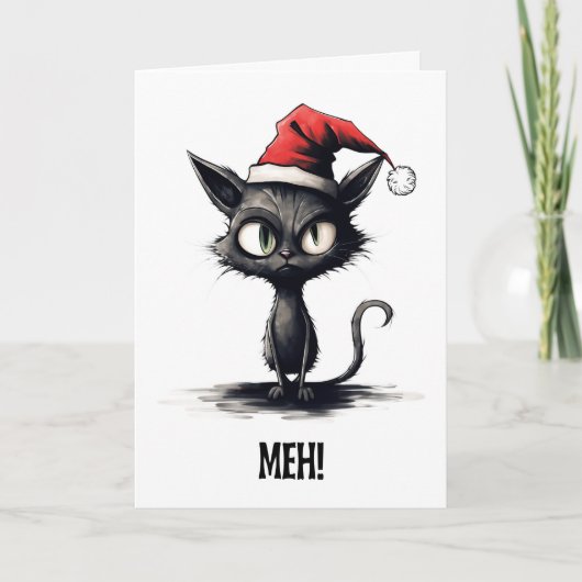 Sarcastic Cat Christmas Karte (Vorderseite)