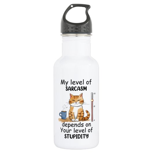 Sarcastic Cat - Funny Orange Art Edelstahlflasche (Vorderseite)