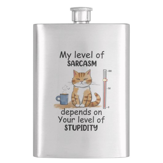 Sarcastic Cat - Funny Orange Art Flachmann (Vorderseite)