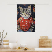 Sarcastic Cat Lover Wall Art Allergic to Idiots Poster (Küche)