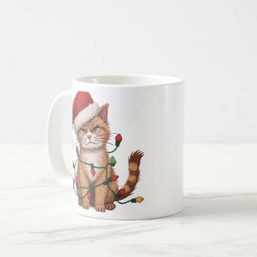 Sarcastic Cat — “Silent Night? Not a Chance Kaffeetasse (Vorderseite Links)