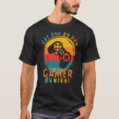 Sarcastic Cat Vater by Day Gamer By Night Gamer Va T-Shirt (Vorderseite)