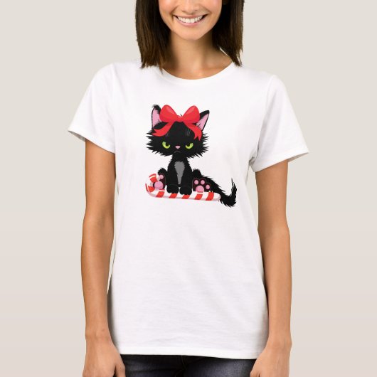 Sarcastic Christmas Black Cat FunnyHumore Holida T-Shirt (Vorderseite)