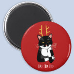 Sarcastic Christmas Cat Magnet<br><div class="desc">Eine lustige sarkastische,  verärgerte und unbegeisterte schwarz-weiße Tuxedokatze mit Weihnachtsliedern.  Ho ho,  und all das Zeug.
Ändern Sie den Text oder entfernen Sie ihn,  um ihn zu personalisieren.</div>