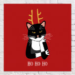 Sarcastic Christmas Cat Poster<br><div class="desc">Eine lustige sarkastische,  verärgerte und unbegeisterte schwarz-weiße Tuxedokatze mit Weihnachtsliedern. Ho ho,  und all das Zeug. Ändern Sie den Text oder entfernen Sie ihn,  um ihn zu personalisieren.</div>