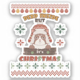 Sarcastic Christmas Dog - Ugly Sweater Inspiriert Aufkleber