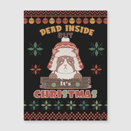 Sarcastic Christmas Dog - Ugly Sweater Inspiriert Magnetkarte (Vorderseite)