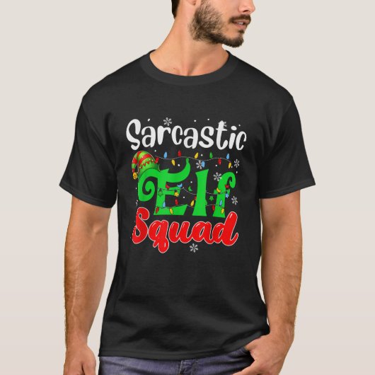 Sarcastic Costume Elf Squad Xmas Lights Matching P T-Shirt (Vorderseite)