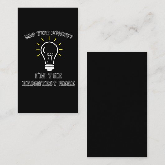 Sarcastic Electrical Brightest Light Bulle Visitenkarte (Vorne/Hinten)