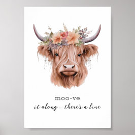 Sarcastic Floral Highland Kuh Niedliches Bad Art Poster