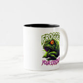 Sarcastic Frog Forget Your Existence Funny Meme Zweifarbige Tasse (VorderseiteRechts)
