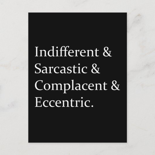 Sarcastic Funny List Design Postkarte (Vorderseite)